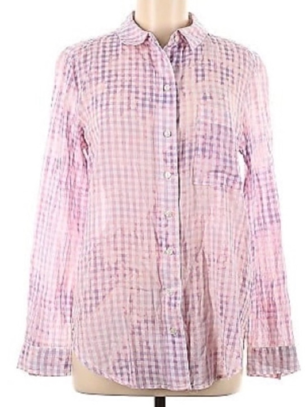 Pilcro by Anthropologie Light Pink Gingham Button-Up Shirt